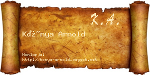 Kónya Arnold névjegykártya